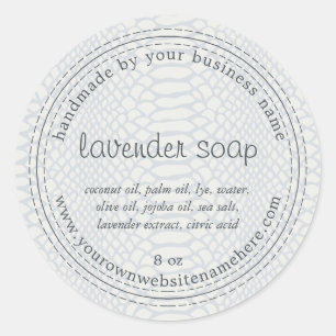 Handmade Lavender Soap Pastel Blue Snake Patroon Ronde Sticker