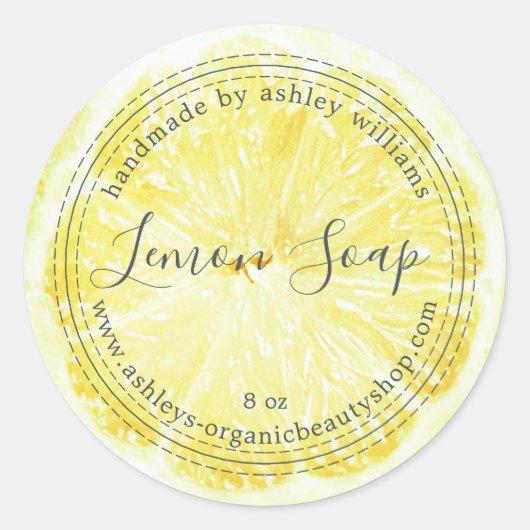 Handmade Lemon Soap Organic Business Ronde Sticker (Voorkant)
