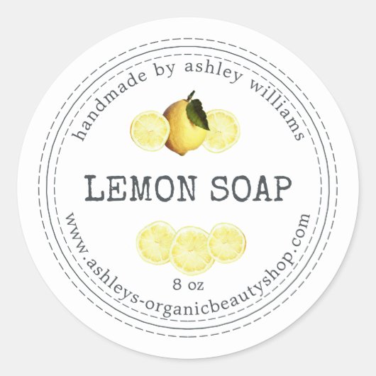 Handmade Lemon Soap Organic Business Ronde Sticker (Voorkant)