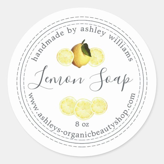 Handmade Lemon Soap Organic Business Ronde Sticker (Voorkant)