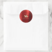 Handmade Logo Name Web Horse Burgundy Gold Ronde Sticker (Tas)