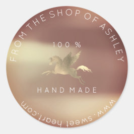 Handmade Logo Name Web Pegasus Roos Copper Gold Ronde Sticker