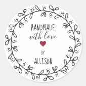 #Handmade met Liefde Gepersonaliseerde Ronde Sticker (Voorkant)