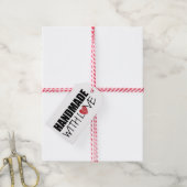 HANDMADE met liefde Rood hartstempel Cadeaulabel (Met Touw)
