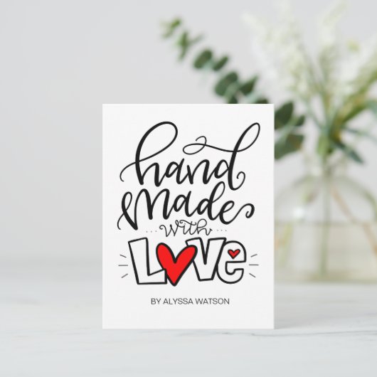HANDMADE MET LOVE, BRIEFKAART (Staand voorkant)