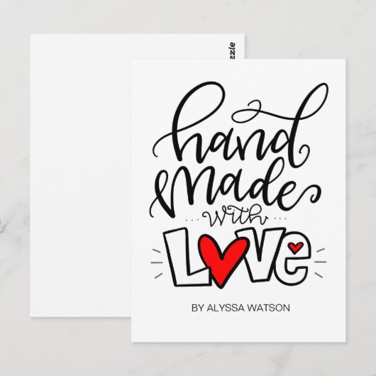 HANDMADE MET LOVE, BRIEFKAART (Voorkant / Achterkant)