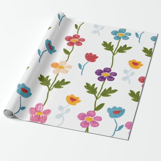 Handmade Minimal Nature Florals Colorful Botanical Cadeaupapier (Uitgerold)