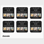 Handmade Monogram of voeg Logo Business 3 Foto toe Vierkante Sticker (Vel)