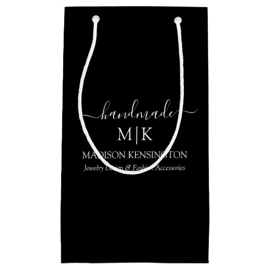 Handmade Monogram of voeg Logo Business Black toe Klein Cadeauzakje (Voorkant)