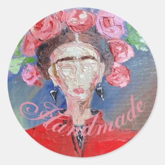 Handmade or Bedankt Frida Kahlo Original Flower Ronde Sticker
