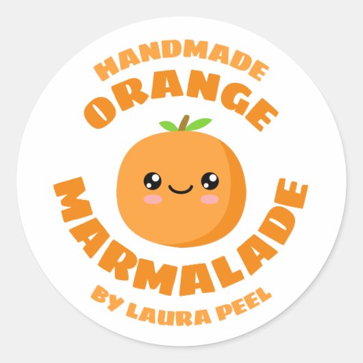 Handmade Oranje Marmalade Ronde Sticker (Voorkant)