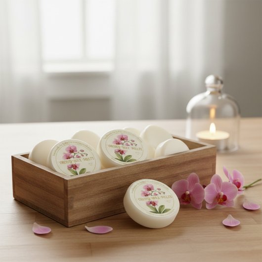 Handmade Orchid Wax Melts Round Sticker