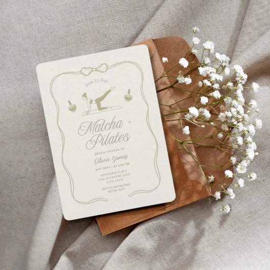 Handmade pilates bridal shower kaart