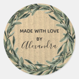Handmade Product  Branch greenery Kraft Ronde Sticker