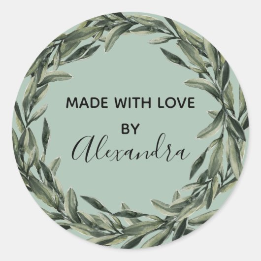 Handmade Product  Branch Trendy greenery Ronde Sticker (Voorkant)