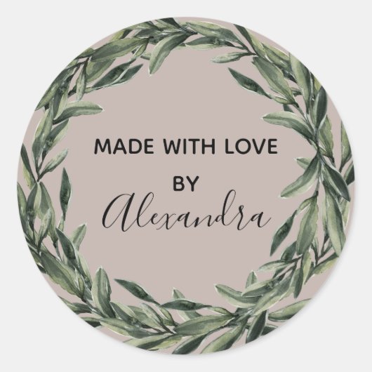 Handmade Product  Branch Trendy greenery Ronde Sticker (Voorkant)