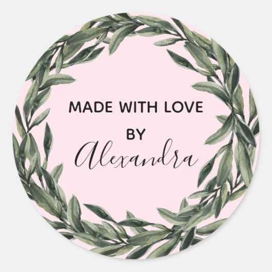 Handmade Product  Branch Trendy Roze Ronde Sticker (Voorkant)