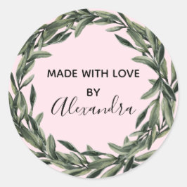 Handmade Product  Branch Trendy Roze Ronde Sticker