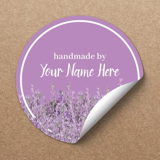 Handmade Product Elegant Lavender Floral Business Ronde Sticker