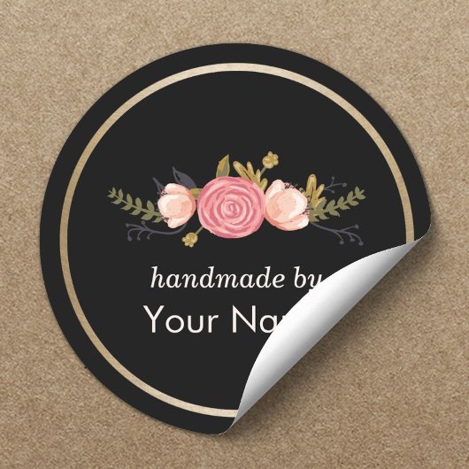 Handmade Product  Floral Deco Business Ronde Sticker