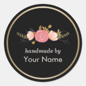 Handmade Product  Floral Deco Business Ronde Sticker (Voorkant)