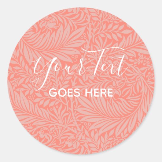 Handmade Product Floral Pattern Tangerine Ronde Sticker (Voorkant)