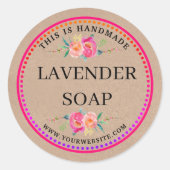 Handmade Product Floral Rustic Kraft Ronde Sticker (Voorkant)