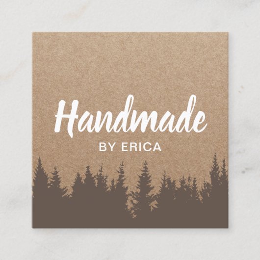Handmade Product Pine Forest Rustic Kraft Vierkante Visitekaartje (Voorkant)