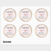 Handmade roze roze Lijst Ronde Sticker (Vel)