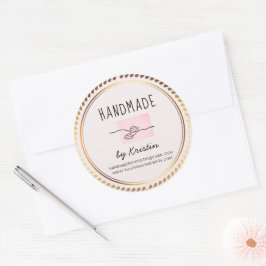 Handmade roze roze Lijst Ronde Sticker