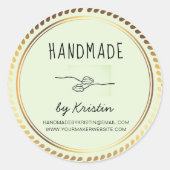 Handmade Rustic Green Golden Lijst Ronde Sticker (Voorkant)