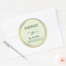 Handmade Rustic Green Golden Lijst Ronde Sticker