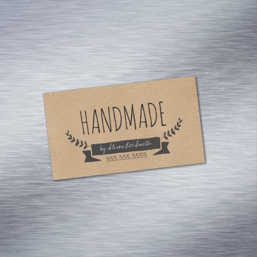 Handmade Rustic Kraft Magnetisch Visitekaartje (Voorbeeld)