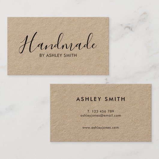 Handmade Rustic Kraft Visitekaartje (Voorkant / Achterkant)