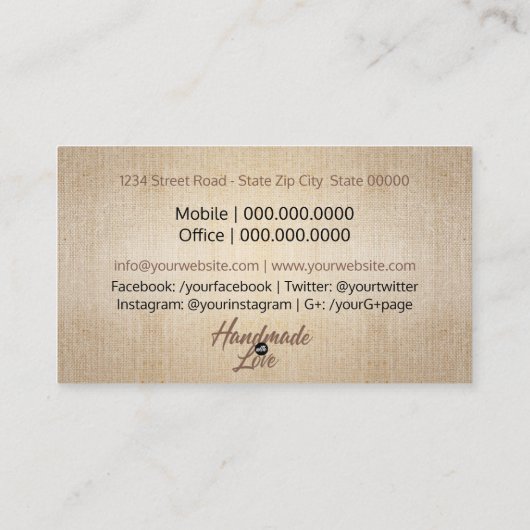 Handmade Rustic Kraft Visitekaartje (Achterkant)