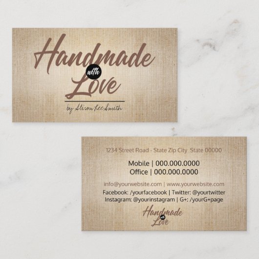 Handmade Rustic Kraft Visitekaartje (Voorkant / Achterkant)