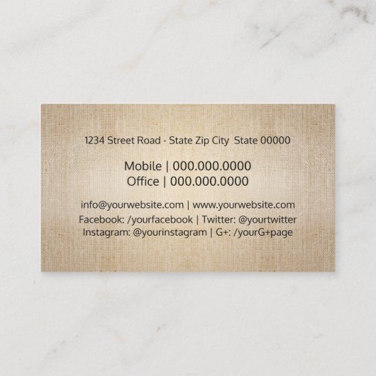 Handmade Rustic Kraft Visitekaartje (Achterkant)