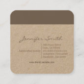 Handmade Rustic Natural Paper Stud Earring Holder Vierkante Visitekaartje (Achterkant)