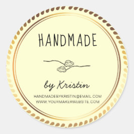 Handmade Rustic Yellow Golden Lijst Ronde Sticker