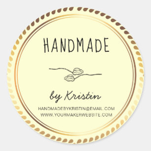 Handmade Rustic Yellow Golden Lijst Ronde Sticker