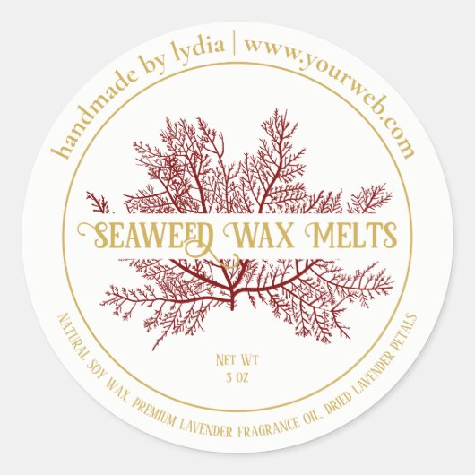 Handmade Seaweed Wax Melts Round Sticker (Voorkant)