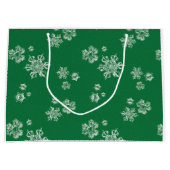 Handmade Snowflake Flurries - Bright Green & White Groot Cadeauzakje (Voorkant)