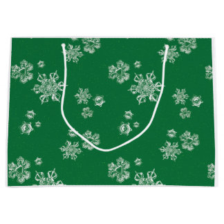 Handmade Snowflake Flurries - Bright Green & White Groot Cadeauzakje