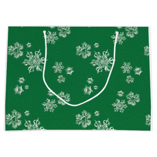 Handmade Snowflake Flurries - Bright Green & White Groot Cadeauzakje (Voorkant)