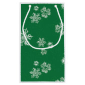 Handmade Snowflake Flurries - Bright Green & White Klein Cadeauzakje (Achterkant)