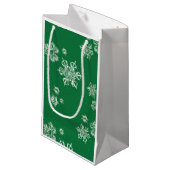 Handmade Snowflake Flurries - Bright Green & White Klein Cadeauzakje (Voorkant Gekanteld)