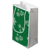 Handmade Snowflake Flurries - Bright Green & White Klein Cadeauzakje (Achterkant Gekanteld)