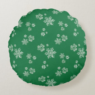 Handmade Snowflake Flurries - Bright Green & White Rond Kussen