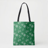 Handmade Snowflake Flurries - Bright Green & White Tote Bag (Voorkant)