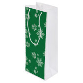Handmade Snowflake Flurries - Bright Green & White Wijn Cadeautas (Achterkant Gekanteld)